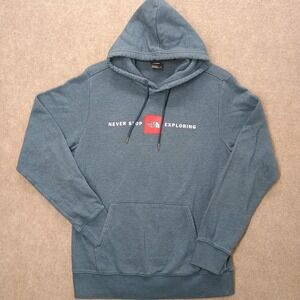 The North Face Hoodie Men's MEDIUM Blue Never Stop Exploring Pullover Sweatshirt